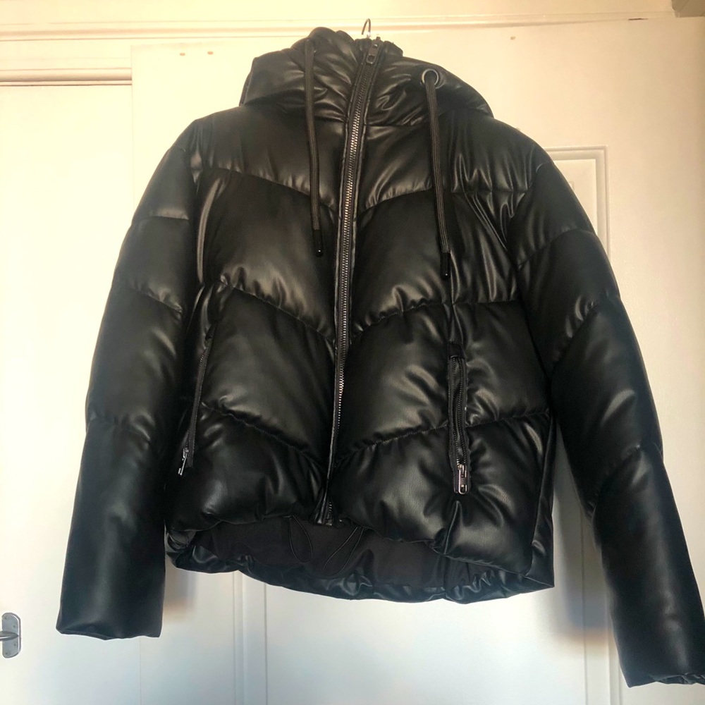 Zara Faux leather puffer jacket